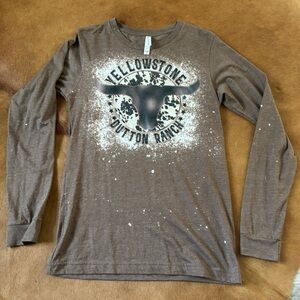 Yellow Stone Brown Graphic Long Sleeve Tee